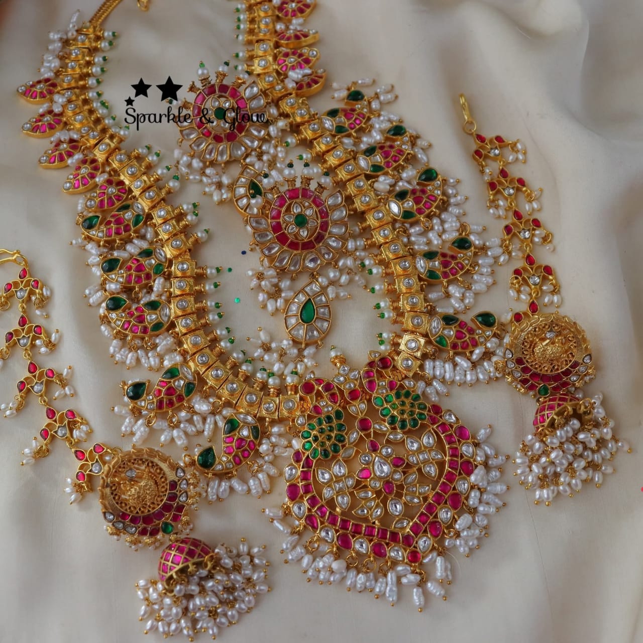 Charm and Crystal Designer Necklace Set