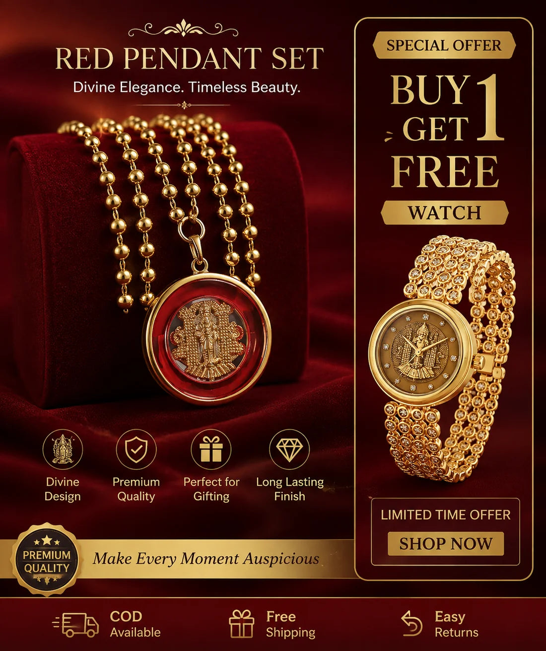 Red stone Guruvayurappan Pendent Chain