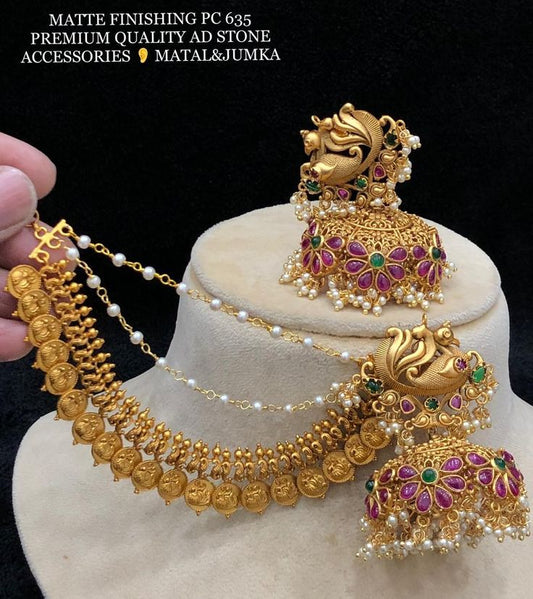 Superb Sale AD work Necklace Set With Free Mattal Jhumka