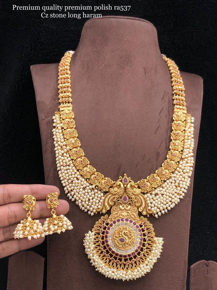 South Indian Look Golden Flower Necklace Set