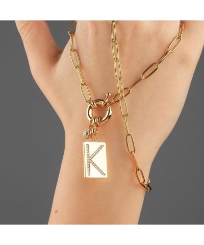 Pave Initial Pendant Necklace with Paperclip Chain Letter: O $25.92 Necklaces