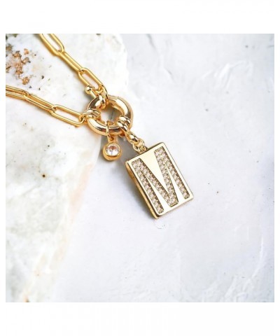 Pave Initial Pendant Necklace with Paperclip Chain Letter: O $25.92 Necklaces