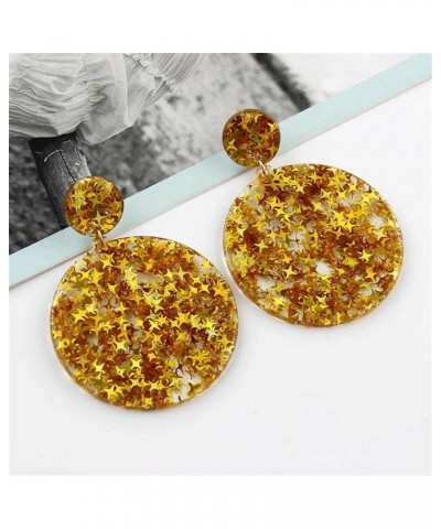 Acrylic Round Glitter Sequins Earring for Women Colorful Geometric Circle Sequin Earrings Sparkly Star Earring Statement Jewe...