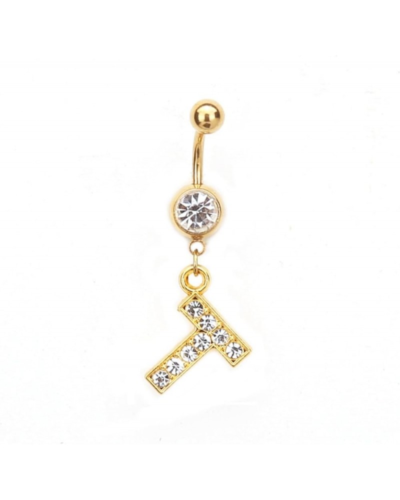 14G Stainless Steel Belly Button Ring Gold Letter Belly Rings for Women Alphabet Dangle Belly Button Piercing Navel Belly Pie...