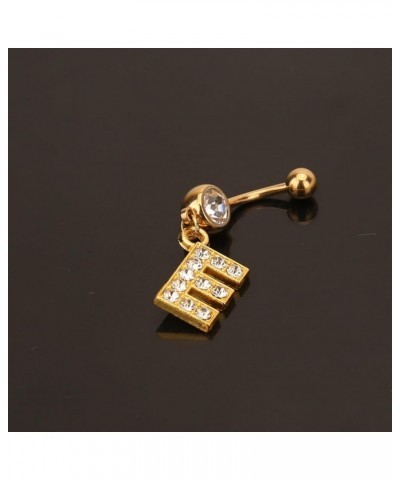 14G Stainless Steel Belly Button Ring Gold Letter Belly Rings for Women Alphabet Dangle Belly Button Piercing Navel Belly Pie...