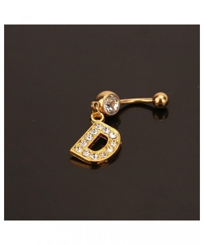 14G Stainless Steel Belly Button Ring Gold Letter Belly Rings for Women Alphabet Dangle Belly Button Piercing Navel Belly Pie...