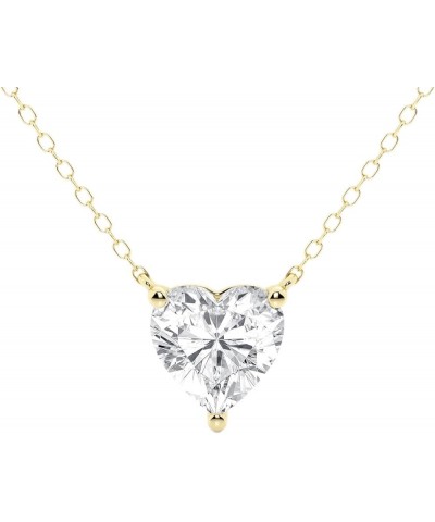 14K Fine Gold IGI Certified Lab Grown Diamond Pendant Necklace for Women (FG-VS) 0.50 to 3.00 Carat in Round Cut (White, Yell...