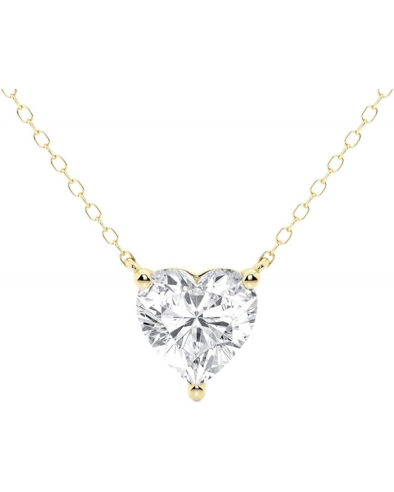 14K Fine Gold IGI Certified Lab Grown Diamond Pendant Necklace for Women (FG-VS) 0.50 to 3.00 Carat in Round Cut (White, Yell...