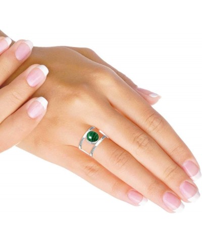 925 Sterling Silver Statement Ring for Women 10 MM Round Gemstone Handmade Jewelry for Gift (99140_R) Malachite $14.80 Rings