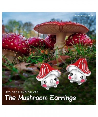 Mushroom Earrings Hypoallergenic 925 Sterling Silver Mushroom Stud Earrings Cute Mushroom Jewelry Gifts For Girls Women Teens...