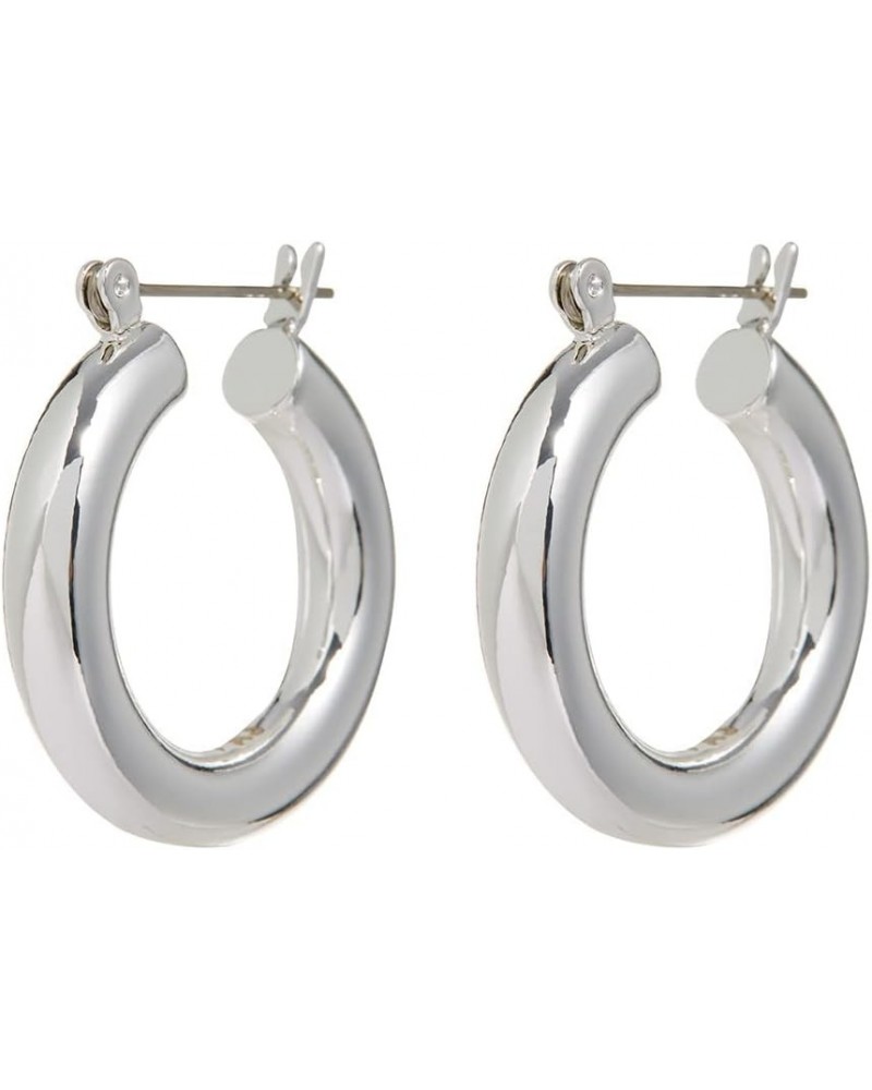 Baby Amalfi Tube Hoop Earrings in Polished Rhodium Plated $21.50 Earrings