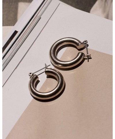 Baby Amalfi Tube Hoop Earrings in Polished Rhodium Plated $21.50 Earrings