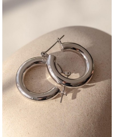 Baby Amalfi Tube Hoop Earrings in Polished Rhodium Plated $21.50 Earrings