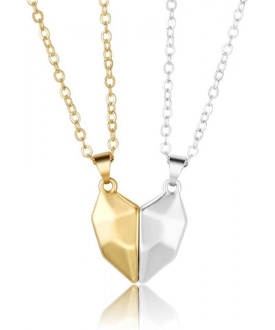 Two Souls One Heart Pendant Necklaces for Couple,Wishing Stone Creative Magnet Couples Necklace L+gold+silver $8.69 Necklaces