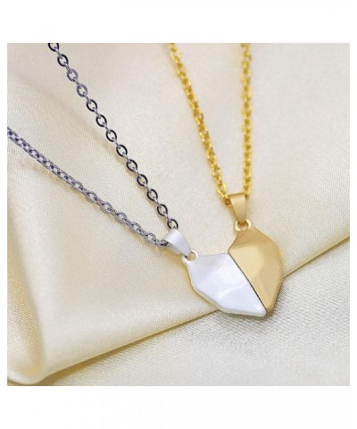 Two Souls One Heart Pendant Necklaces for Couple,Wishing Stone Creative Magnet Couples Necklace L+gold+silver $8.69 Necklaces