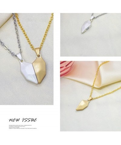 Two Souls One Heart Pendant Necklaces for Couple,Wishing Stone Creative Magnet Couples Necklace L+gold+silver $8.69 Necklaces