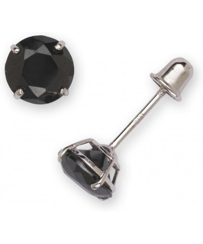 Solid 14k Yellow or White Gold Black 6mm Round Cubic Zirconia Basket-set Stud Screw Back Earrings White Gold $31.50 Earrings