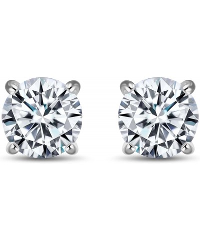 Round Cut Lab Grown Diamond Stud Earrings For Women 1.00-3.00 Cttw 14K Yellow or White Gold 4 Prong Push Back (F-G Color, VS ...