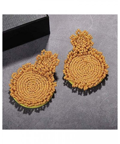 Statement Drop Earrings - Bohemian Beaded Round Dangle Earrings Gift for Women yellow $8.09 Earrings