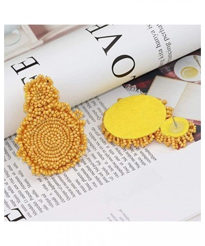 Statement Drop Earrings - Bohemian Beaded Round Dangle Earrings Gift for Women yellow $8.09 Earrings