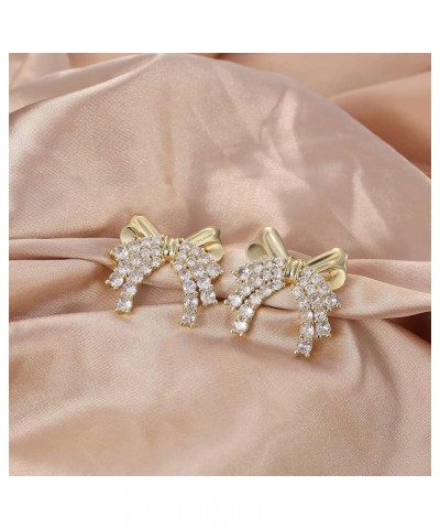 Bow Tie Bowknot Ribbon Earrings for Women Girls Cute Bow Stud Statement Earrings Gold Silver Stud Dangle Earrings Gifts bow 1...