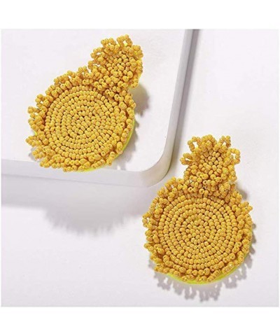 Statement Drop Earrings - Bohemian Beaded Round Dangle Earrings Gift for Women yellow $8.09 Earrings