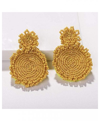 Statement Drop Earrings - Bohemian Beaded Round Dangle Earrings Gift for Women yellow $8.09 Earrings