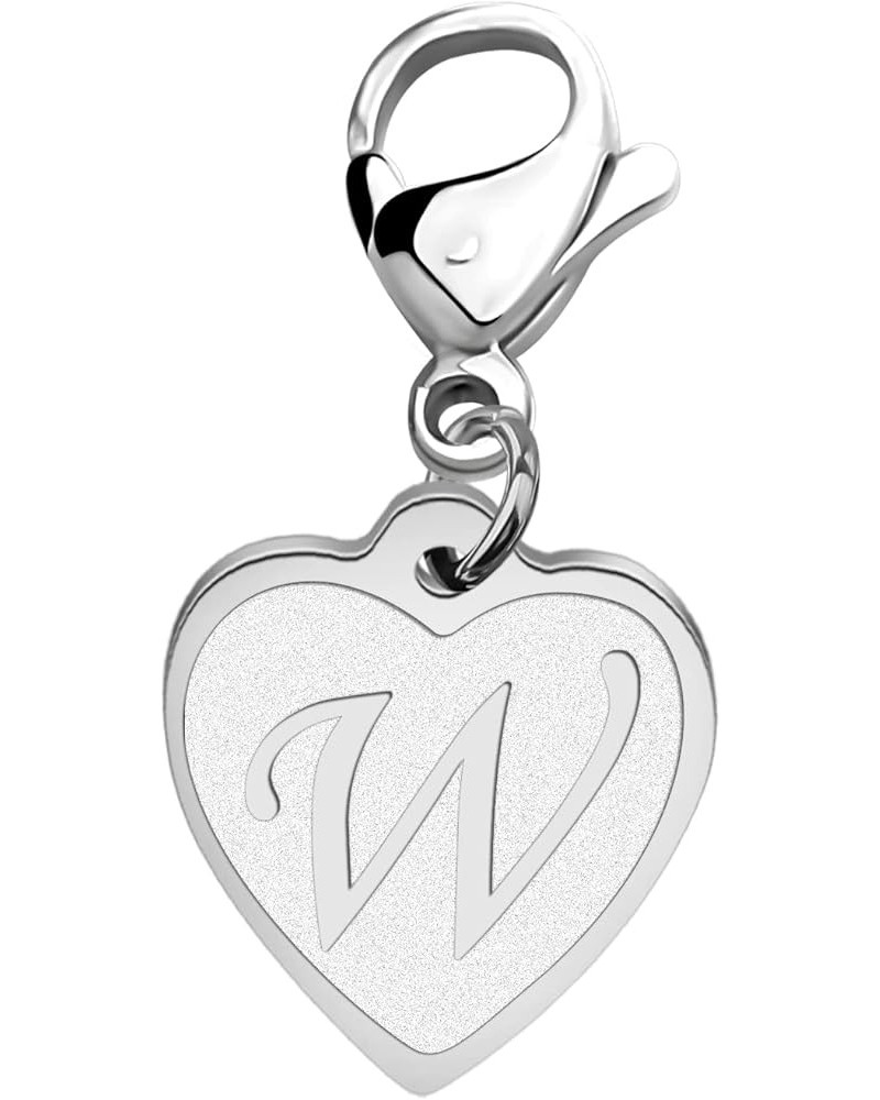 Initial Letter A-Z Alphabet Heart Charm for Bracelet Keychain Necklace Initial Stainless steel Clasp Clip on Charm intial W $...