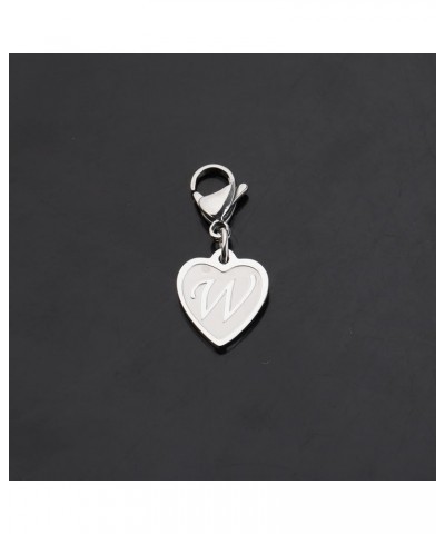 Initial Letter A-Z Alphabet Heart Charm for Bracelet Keychain Necklace Initial Stainless steel Clasp Clip on Charm intial W $...