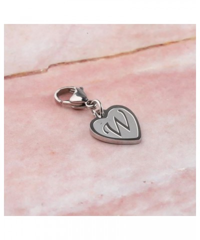 Initial Letter A-Z Alphabet Heart Charm for Bracelet Keychain Necklace Initial Stainless steel Clasp Clip on Charm intial W $...