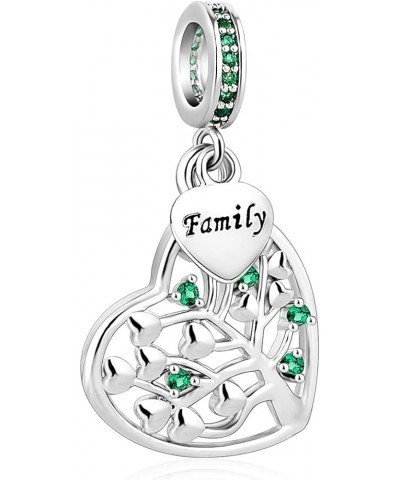 Women Family Tree of Life Charm Compatible with Pandora Bracelets Love Heart Green Cubic Zirconia Mom Grandma Wife Auntie Sis...