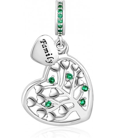 Women Family Tree of Life Charm Compatible with Pandora Bracelets Love Heart Green Cubic Zirconia Mom Grandma Wife Auntie Sis...