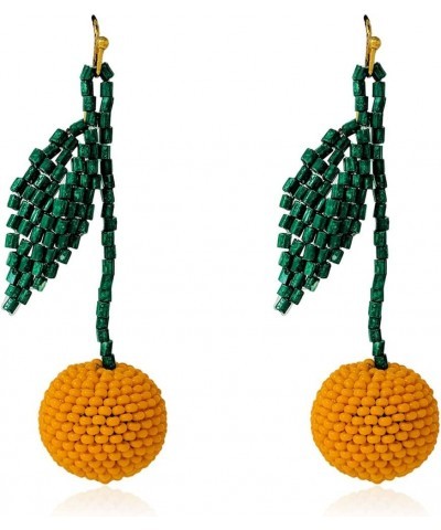 Fruit Charm Cute Earrings - Pineapple Tropical Cubic Rhinestone Cherry Dangle, Orange Delicate Studs Beaded Fruit Dangles - O...