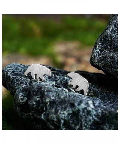 Animal Stud Earrings for Women Silver Gold Plated Wildlife Bear Moose Elk Buffalo Earrings Small Cute Animal Earrings Studs f...