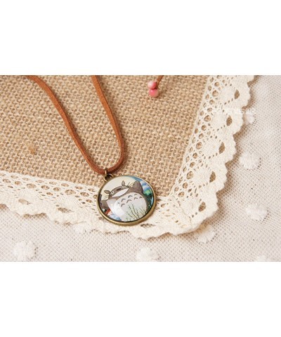 Anime My Neighbor Totoro Inspired Picture Dome Charm with Brown Rope Bracelet $9.44 Necklaces