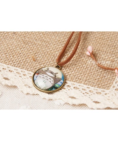 Anime My Neighbor Totoro Inspired Picture Dome Charm with Brown Rope Bracelet $9.44 Necklaces