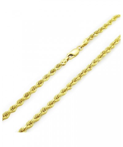 10k Yellow Gold 3mm Solid Rope Chain Diamond Cut Pendant Necklace, Mens Womens Lobster Clasp 16" 18" 20" 22" 24" 26" 28" 30 2...