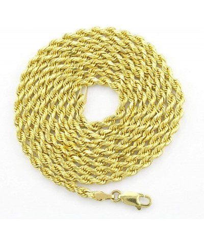 10k Yellow Gold 3mm Solid Rope Chain Diamond Cut Pendant Necklace, Mens Womens Lobster Clasp 16" 18" 20" 22" 24" 26" 28" 30 2...