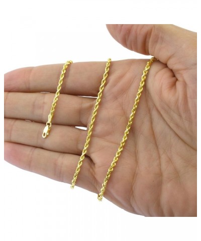 10k Yellow Gold 3mm Solid Rope Chain Diamond Cut Pendant Necklace, Mens Womens Lobster Clasp 16" 18" 20" 22" 24" 26" 28" 30 2...