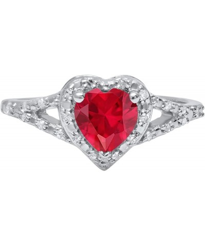 6mm Heart Lab Created Gemstone & White Diamond Engagement Ring in 925 Sterling Silver 7 925 Sterling Silver Lab-created Ruby ...