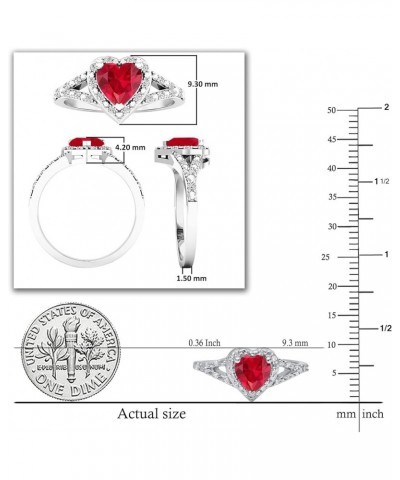 6mm Heart Lab Created Gemstone & White Diamond Engagement Ring in 925 Sterling Silver 7 925 Sterling Silver Lab-created Ruby ...