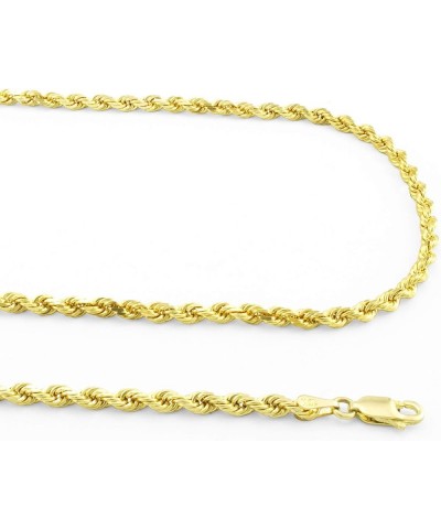 10k Yellow Gold 3mm Solid Rope Chain Diamond Cut Pendant Necklace, Mens Womens Lobster Clasp 16" 18" 20" 22" 24" 26" 28" 30 2...