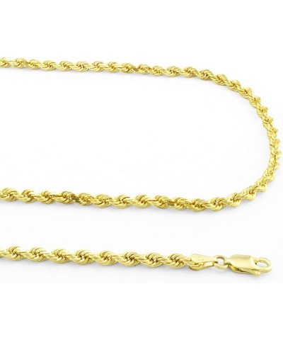 10k Yellow Gold 3mm Solid Rope Chain Diamond Cut Pendant Necklace, Mens Womens Lobster Clasp 16" 18" 20" 22" 24" 26" 28" 30 2...