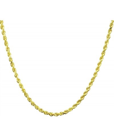 10k Yellow Gold 3mm Solid Rope Chain Diamond Cut Pendant Necklace, Mens Womens Lobster Clasp 16" 18" 20" 22" 24" 26" 28" 30 2...