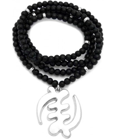 God of the Akan Gye Nyame Pendant 6 mm 30 inches Wooden Bead Necklace Silver / Black Silver Wood $13.43 Necklaces