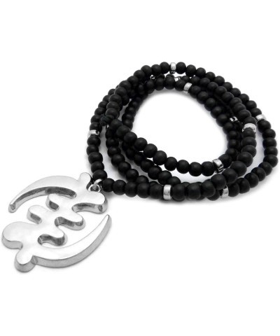 God of the Akan Gye Nyame Pendant 6 mm 30 inches Wooden Bead Necklace Silver / Black Silver Wood $13.43 Necklaces