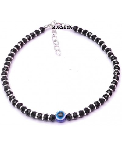 925 Sterling Silver Evil Eye Nazariya with Black Crystals 925 Pure Silver Bracelet for Women & Girls $8.82 Bracelets