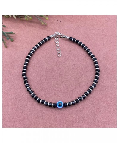 925 Sterling Silver Evil Eye Nazariya with Black Crystals 925 Pure Silver Bracelet for Women & Girls $8.82 Bracelets