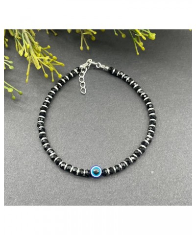 925 Sterling Silver Evil Eye Nazariya with Black Crystals 925 Pure Silver Bracelet for Women & Girls $8.82 Bracelets