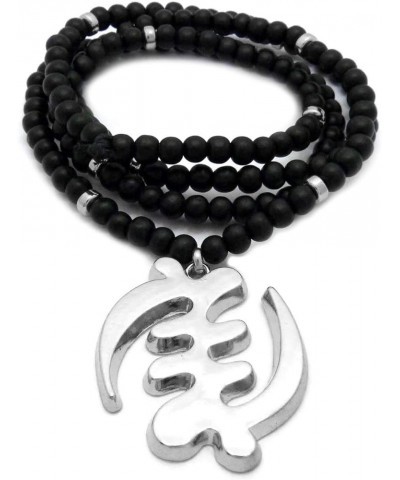 God of the Akan Gye Nyame Pendant 6 mm 30 inches Wooden Bead Necklace Silver / Black Silver Wood $13.43 Necklaces